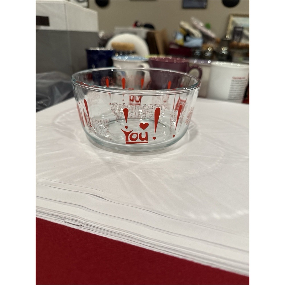 Vintage Pyrex 7201-22 I Love You Heart 1 QT 950 ML Glass Bowl - Picture 7 of 7